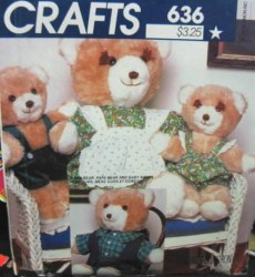 7311 McCalls 17'' MOM, POP BEARS, 10'' BOY, GIRL BEARS, CLOTHES 80 PATTERN uncut no cover